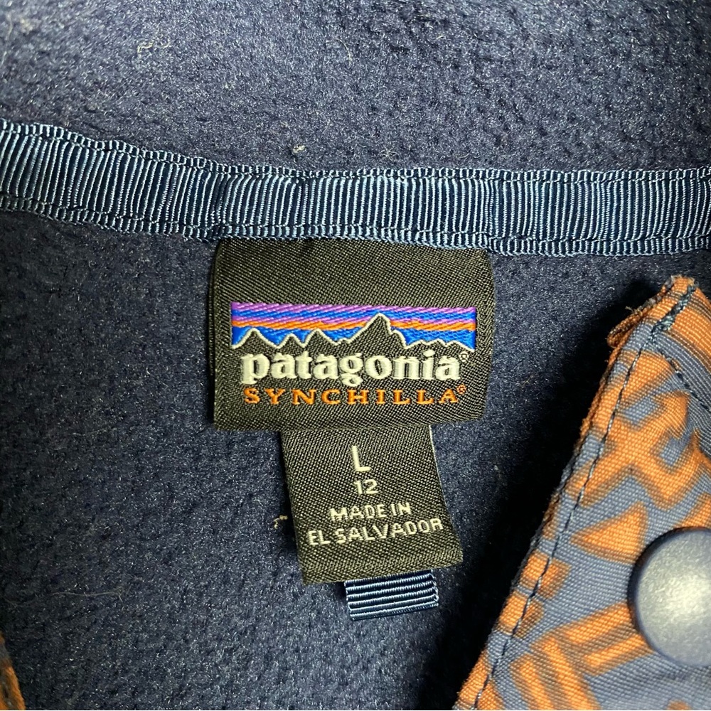 Patagonia Synchilla Snap T Fleece Pullover Sweater Kids Large (12) Wavy Blue - Picture 2 of 10